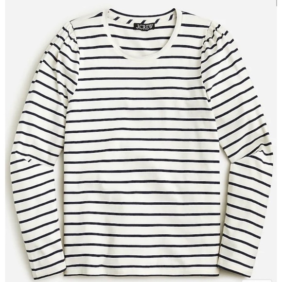 J. CREW Striped Puff Sleeve Top - Picture 1 of 9